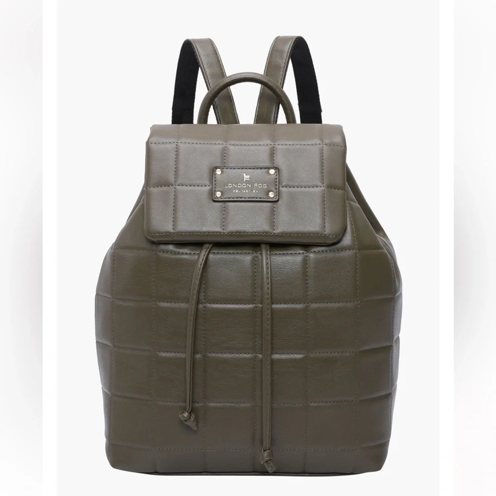 NWT London Fog Alice Quilted Backpack BLACK